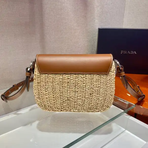 Bagsoffer PRADA Raffia and Leather Shoulder Bag 0203