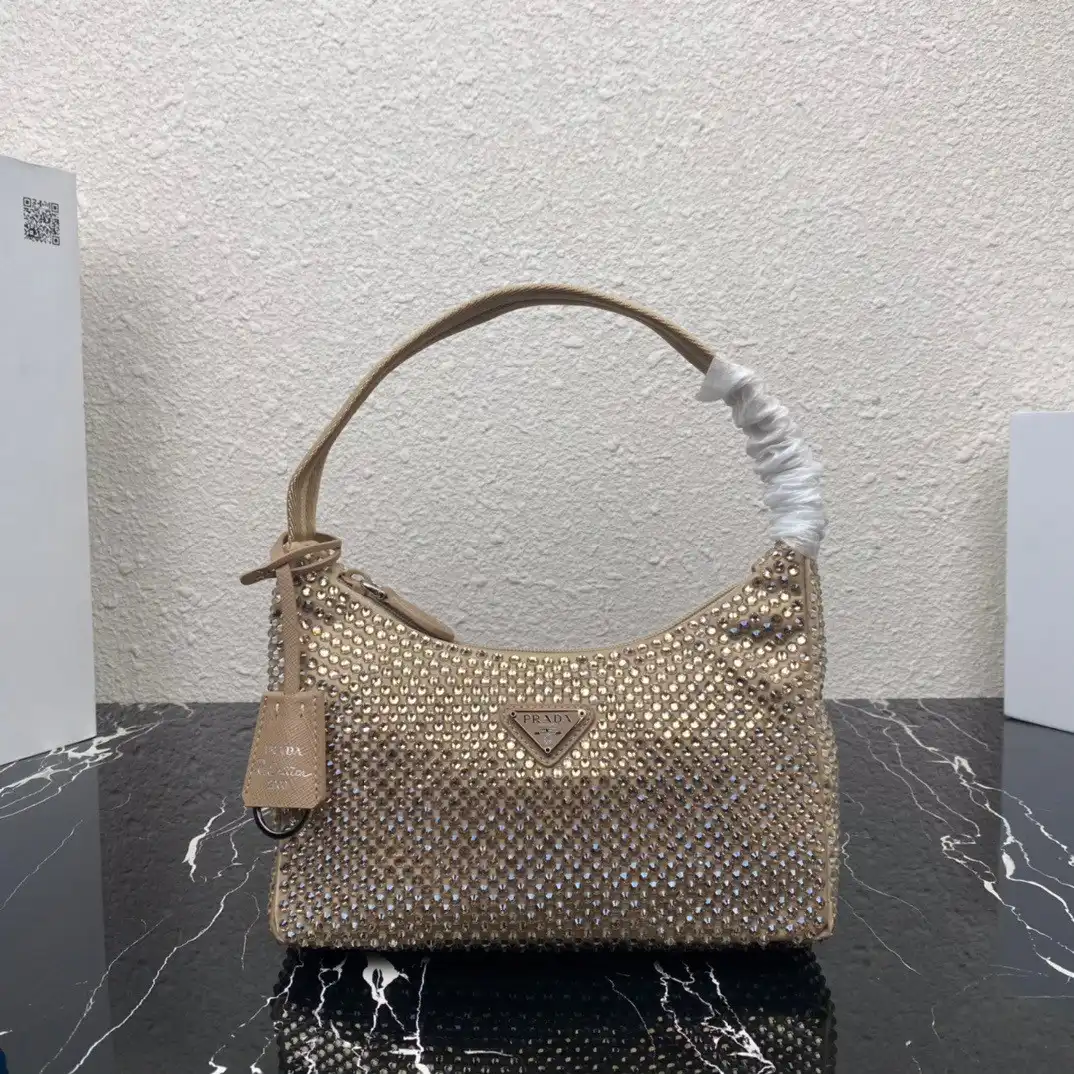 Bagsoffer PRADA Satin mini-bag with artificial crystals 0203