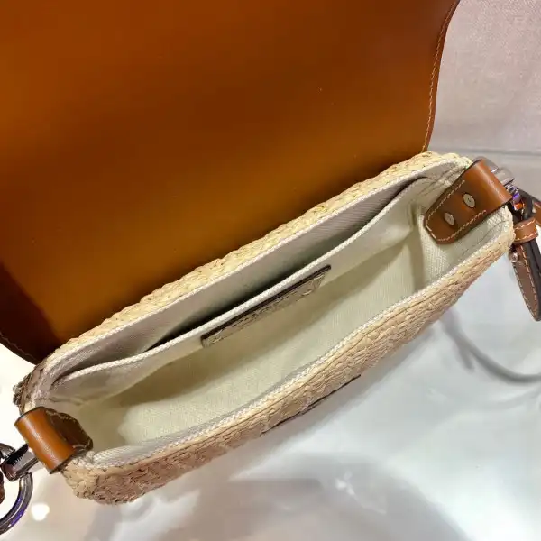 Bagsoffer PRADA Raffia and Leather Shoulder Bag 0203